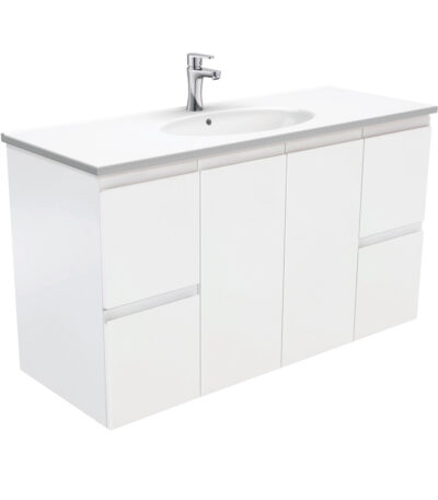 Rotondo Fingerpull Satin White 1200 Wall-Hung Vanity