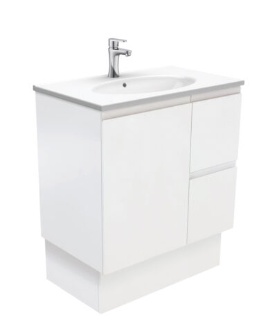 Rotondo Fingerpull Satin White 750 Vanity On Kickboard