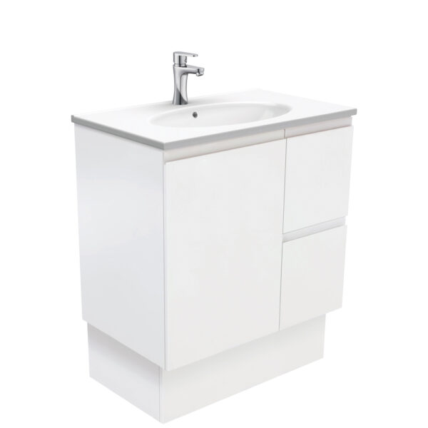 Rotondo Fingerpull Satin White 750 Vanity On Kickboard