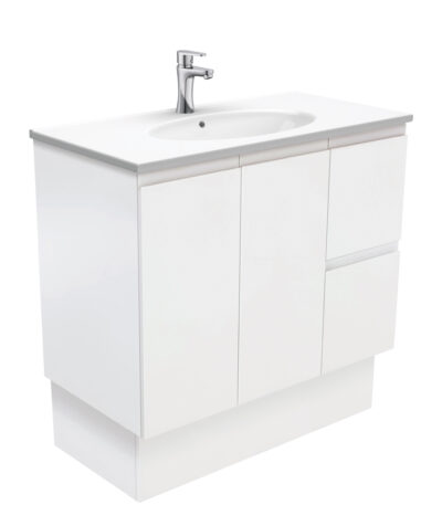 Rotondo Fingerpull Satin White 900 Vanity On Kickboard