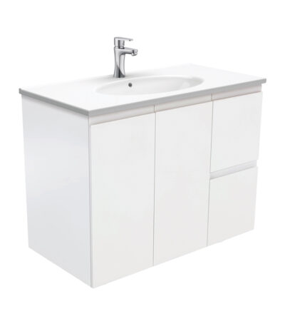 Rotondo Fingerpull Satin White 900 Wall-Hung Vanity