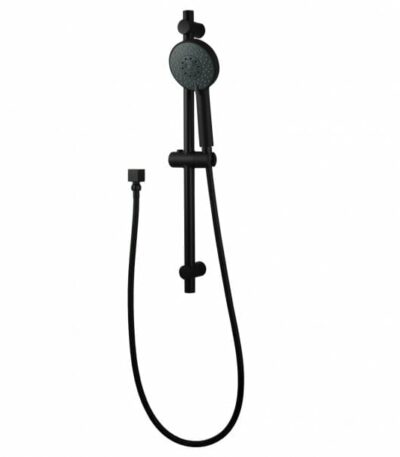 Round Black 5 Functions Hand held Shower Set With Rail