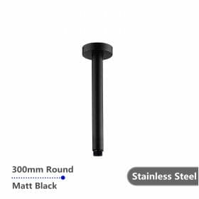 Round Black Ceiling Shower Arm 300mm