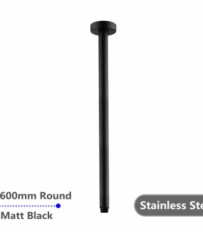 Round Black Ceiling Shower Arm 600mm Stainless Steel