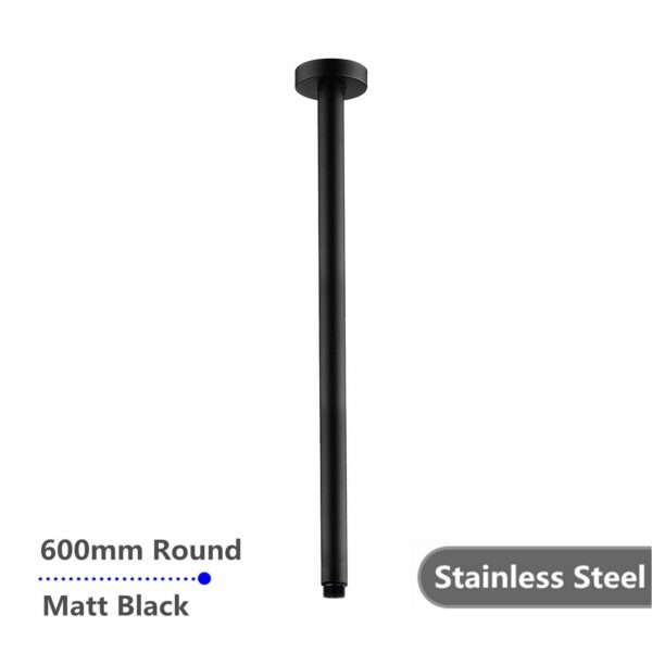 Round Black Ceiling Shower Arm 600mm Stainless Steel