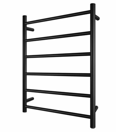Round Black Electric Heated Towel Rack - 6 Bars - 600mm | OX06.R.HTR