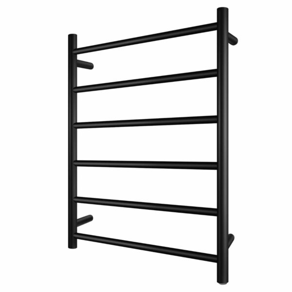 Round Black Electric Heated Towel Rack - 6 Bars - 600mm | OX06.R.HTR