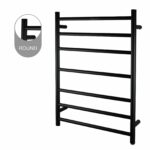 Round Black Electric Heated Towel Rack - 7 Bars - 600mm | OX07.R.HTR