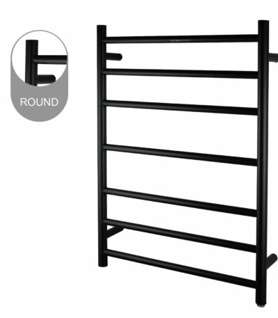 Round Black Electric Heated Towel Rack - 7 Bars - 600mm | OX07.R.HTR