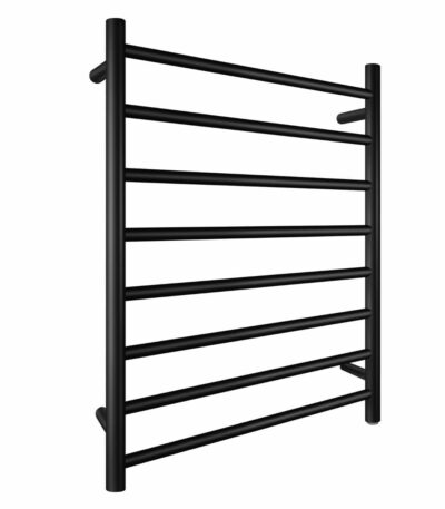 Round Black Electric Heated Towel Rack - 8 Bars - 620mm | OX08.R.HTR