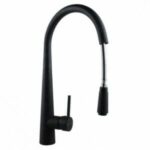 Round Black Pull Out Kitchen Sink Mixer Tap | OX1021.KM