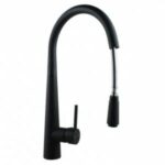 Round Black Pull Out Kitchen Sink Mixer Tap | OX1021.KM