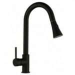 Round Black Pull Out Kitchen Sink Mixer Tap | OX1023.KM