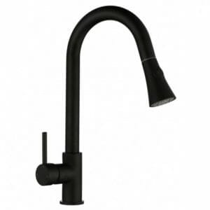 Round Black Pull Out Kitchen Sink Mixer Tap | OX1023.KM