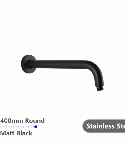 Round Black Stainless Steel Wall Mounted Shower Arm 400mm