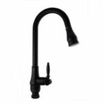 Round Black Vintage Pull Out Kitchen Sink Mixer Tap | OX1018.KM