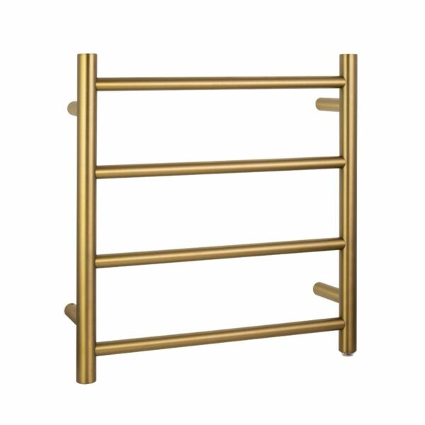 Round Brushed Gold Electric Heated Towel Rack - 4 Bars - 500mm | BUYG04.R.HTR