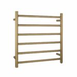 Round Brushed Gold Electric Heated Towel Rack - 6 Bars - 600mm | BUYG06.R.HTR