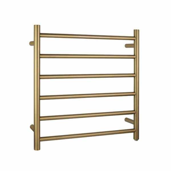 Round Brushed Gold Electric Heated Towel Rack - 6 Bars - 600mm | BUYG06.R.HTR