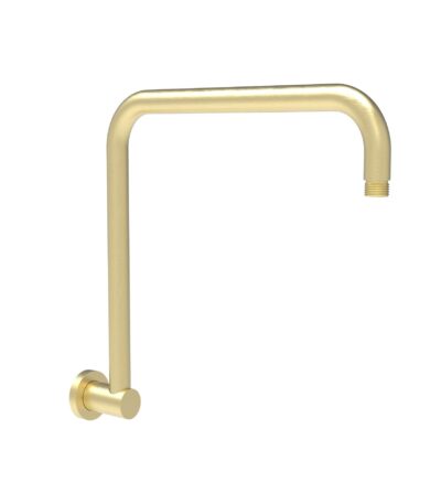 Round Brushed Gold Rectangle Curved Shower Arm - PRY020-BG