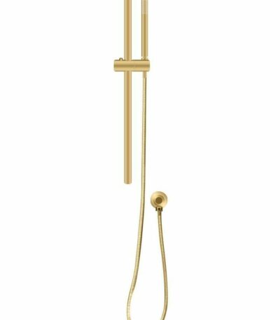 Round Brushed Gold Stainless Steel Rail with Handheld Shower-Fixed Wall Connector Set | BUYG2147-1.SH