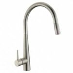 Round Brushed Nickel Pull Out Kitchen Sink Mixer Tap | BU1021.KM