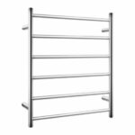 Round Chrome Electric Heated Towel Rack - 6 Bars - 600mm | CH06.R.HTR