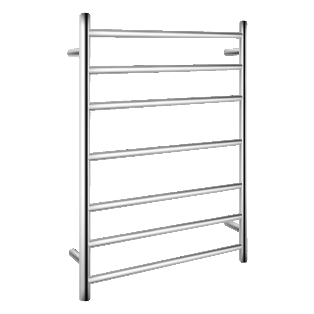 Round Chrome Electric Heated Towel Rack - 7 Bars - 600mm | CH07.R.HTR