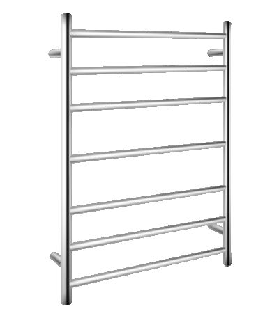 Round Chrome Electric Heated Towel Rack - 7 Bars - 600mm | CH07.R.HTR