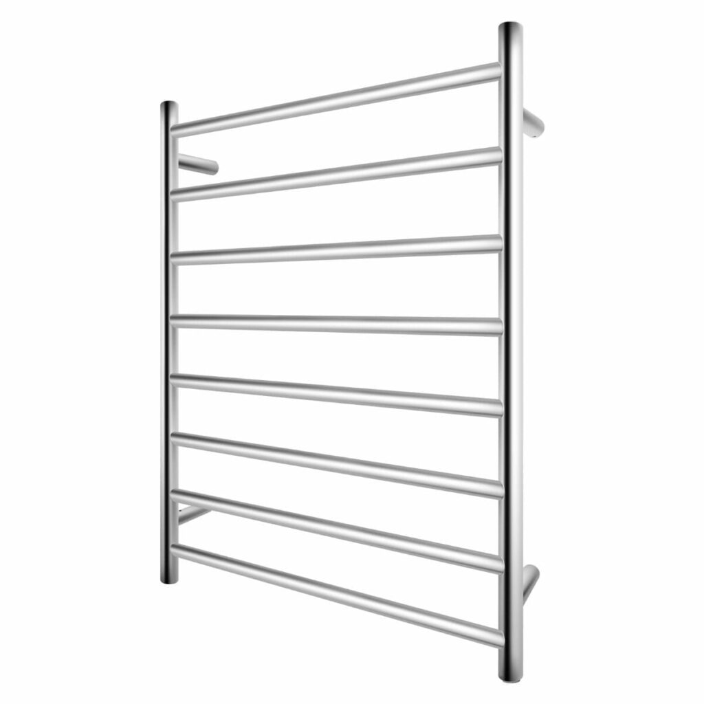 Round Chrome Electric Heated Towel Rack - 8 Bars - 600mm | CH08.R.HTR