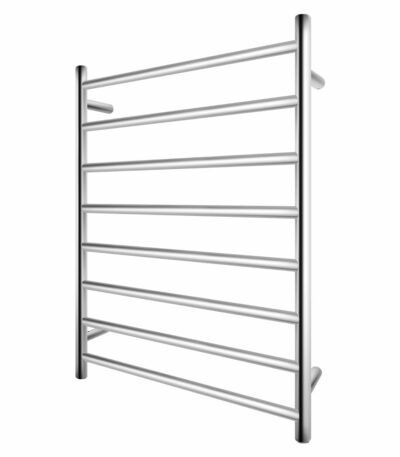 Round Chrome Electric Heated Towel Rack - 8 Bars - 600mm | CH08.R.HTR