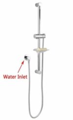 Round Chrome Shower Rail Sliding Holder with Soap Dish Water Hose & Wall Connector Only | CH2148.SH.N
