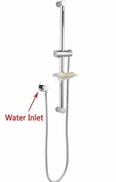 Round Chrome Shower Rail Sliding Holder with Soap Dish Water Hose & Wall Connector Only | CH2148.SH.N