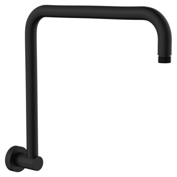 Round Fixed Gooseneck Shower Arm, Matte Black