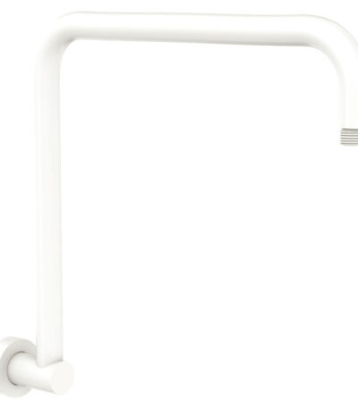 Round Fixed Gooseneck Shower Arm, Matte White