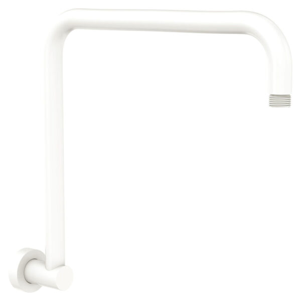 Round Fixed Gooseneck Shower Arm, Matte White