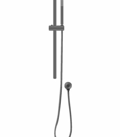 Round Gun Metal Grey Stainless Steel Rail with Handheld Shower-Fixed Wall Connector Set | GM2147-1.SH