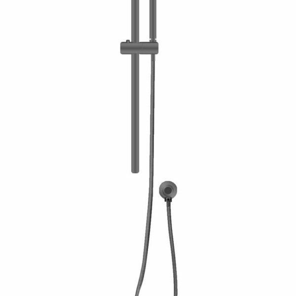 Round Gun Metal Grey Stainless Steel Rail with Handheld Shower-Fixed Wall Connector Set | GM2147-1.SH