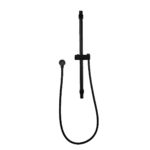 Round Matt Black Adjustable Shower Rail with Wall Connector & Water Hose Only | OX2146.SH.N