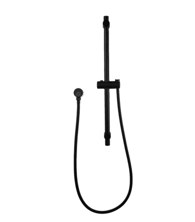 Round Matt Black Adjustable Shower Rail with Wall Connector & Water Hose Only | OX2146.SH.N