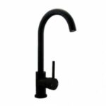 Round Matt Black Kitchen Sink Mixer Tap | OX1026.KM