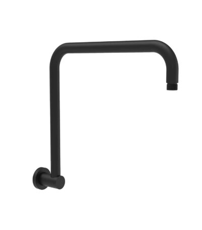 Round Matt Black Rectangle Curved Shower Arm - PRY020-MB