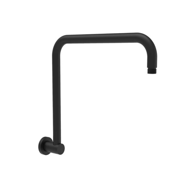 Round Matt Black Rectangle Curved Shower Arm - PRY020-MB
