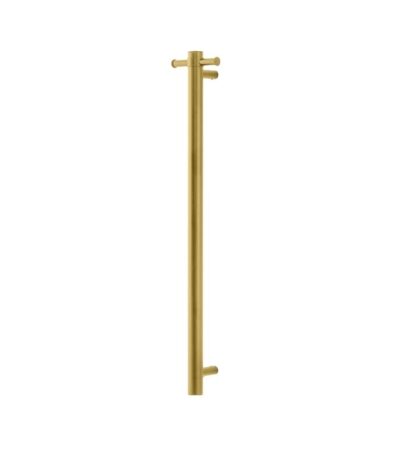 Round Vertical Brushed Gold Electric Heated Towel Rack Single Bar | BUYG01-VER.HTR