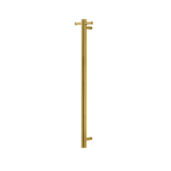 Round Vertical Brushed Gold Electric Heated Towel Rack Single Bar | BUYG01-VER.HTR