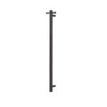 Round Vertical Brushed Gun Metal Grey Electric Heated Towel Rack Single Bar | BUGM01-VER.HTR