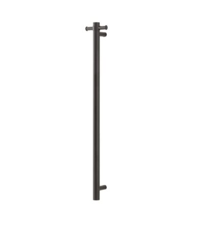 Round Vertical Brushed Gun Metal Grey Electric Heated Towel Rack Single Bar | BUGM01-VER.HTR
