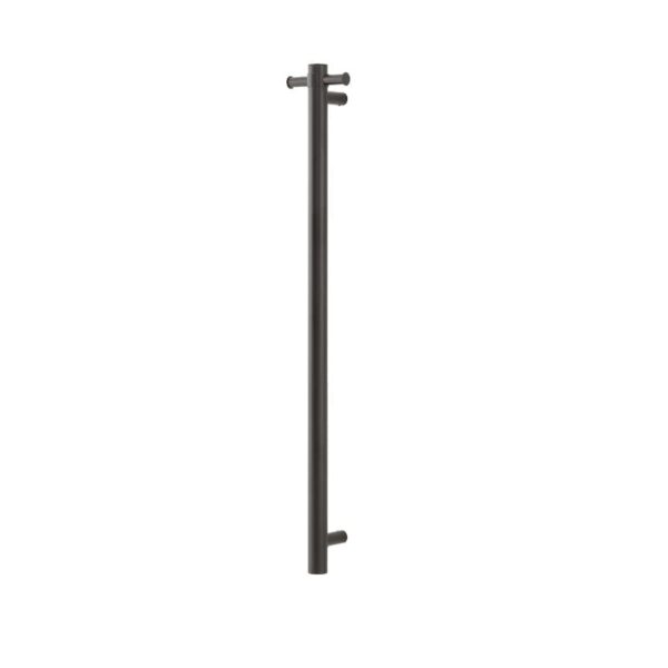 Round Vertical Brushed Gun Metal Grey Electric Heated Towel Rack Single Bar | BUGM01-VER.HTR