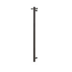 Round Vertical Brushed Gun Metal Grey Electric Heated Towel Rack Single Bar | BUGM01-VER.HTR