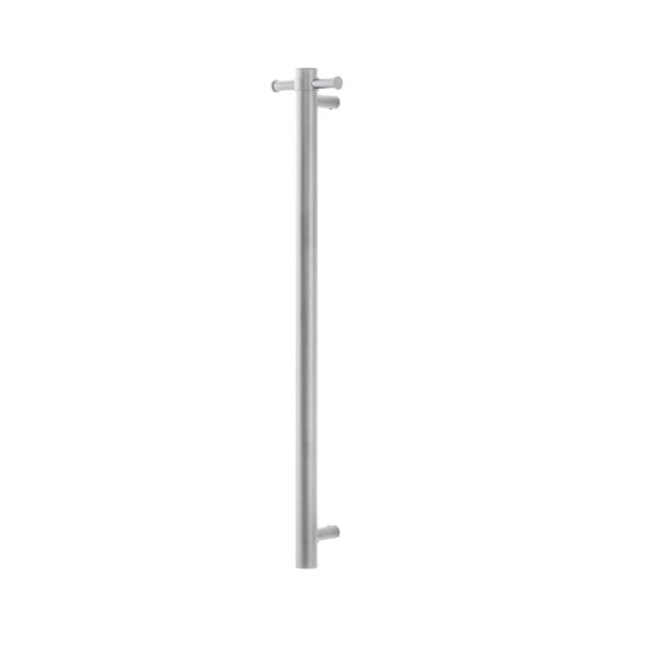 Round Vertical Brushed Nickel Electric Heated Towel Rack Single Bar | BU01-VER.HTR